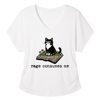 Pagewings Rage Consumes Me Women's Modal V-neck T-shirt  
