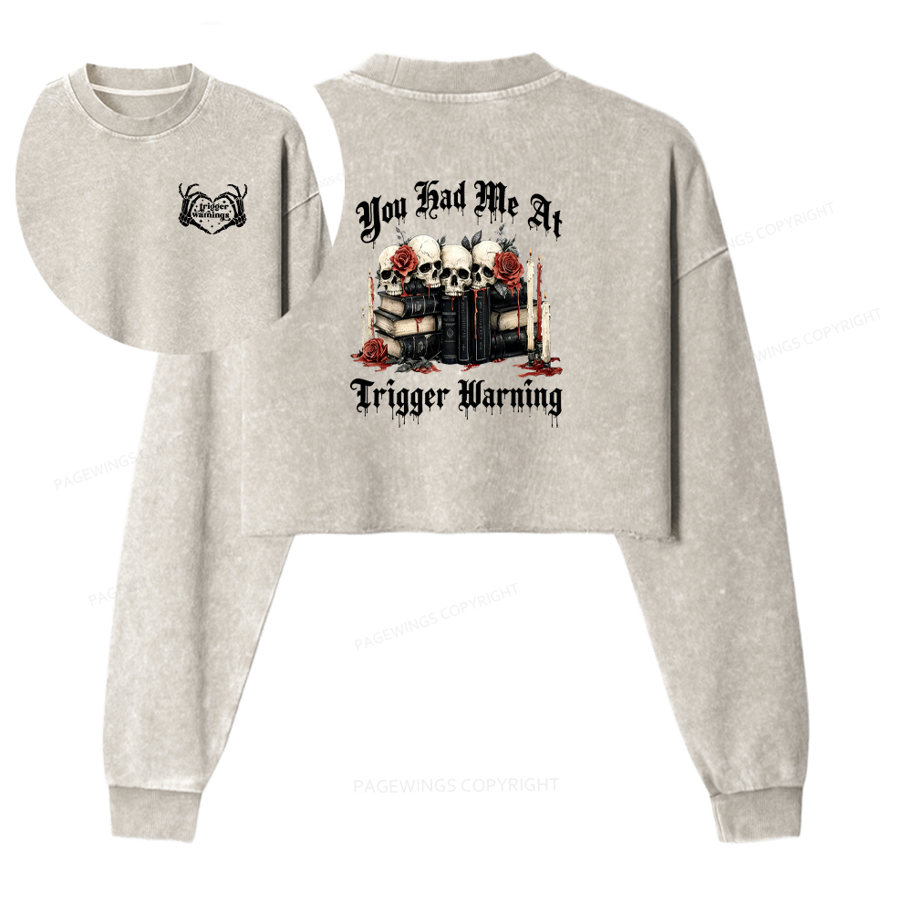 Pagewings Dark Romance Smut Washed Crop Sweatshirt