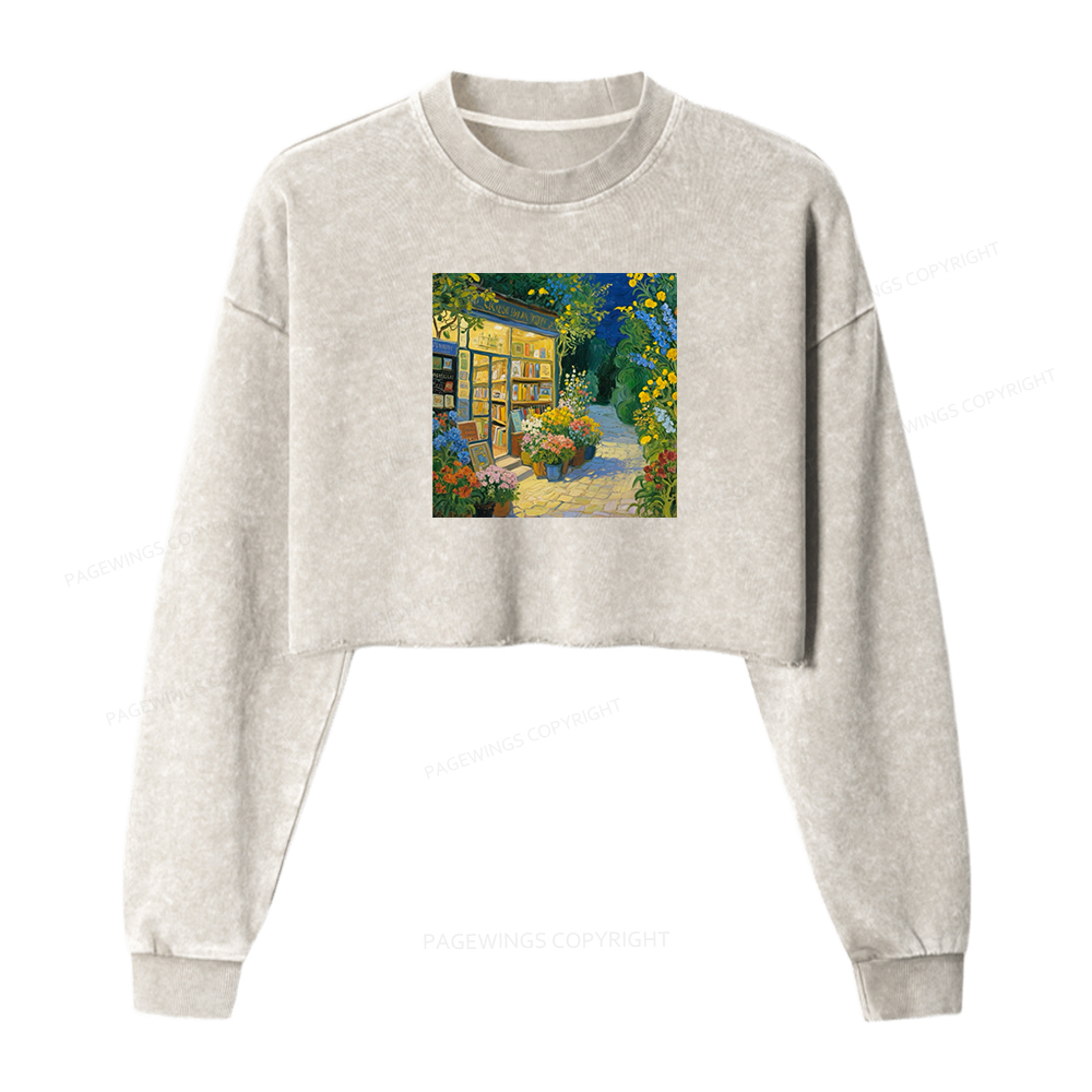 Pagewings Bookshop Washed Crop Sweatshirt
