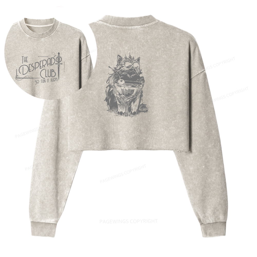 Pagewings The Desperado Club Washed Crop Sweatshirt