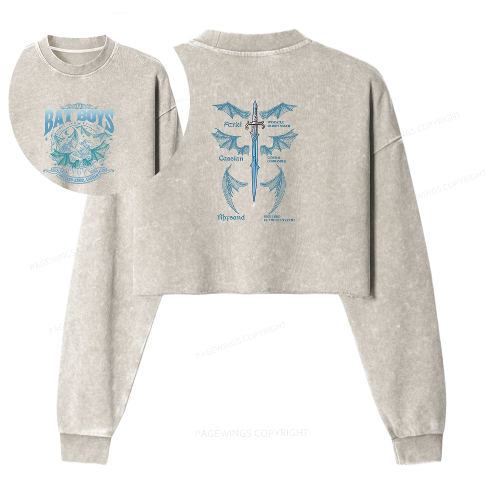 Pagewings Bat Boys Washed Crop Sweatshirt