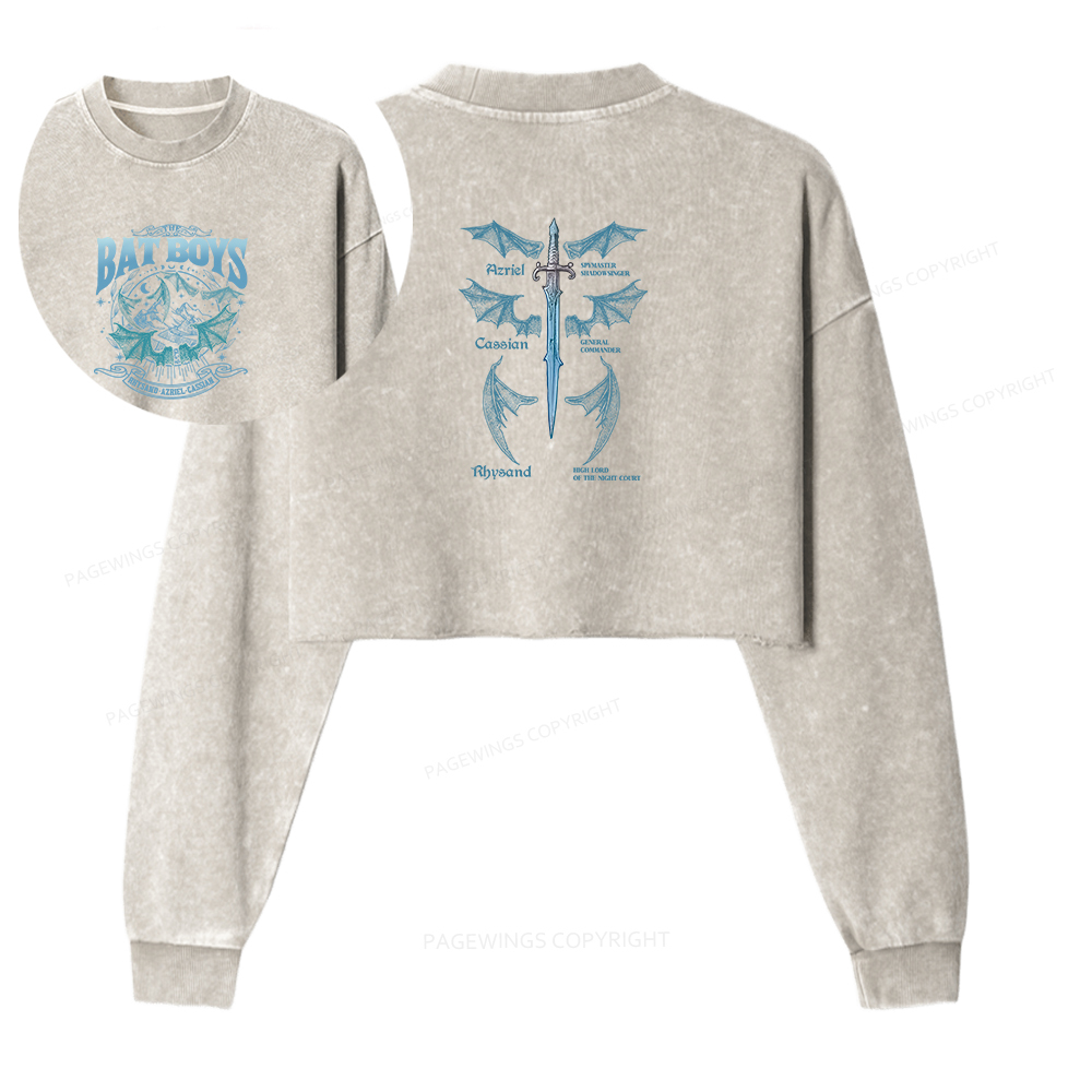 Pagewings Bat Boys Washed Crop Sweatshirt