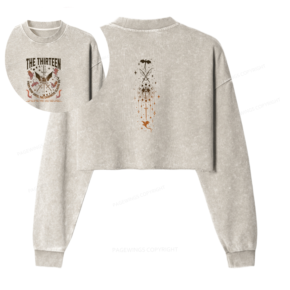 Pagewings The Darkness Claims Us Washed Crop Sweatshirt