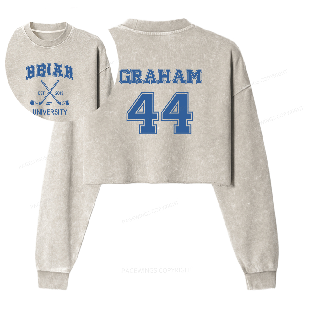 Pagewings Hockey Romance Washed Crop Sweatshirt