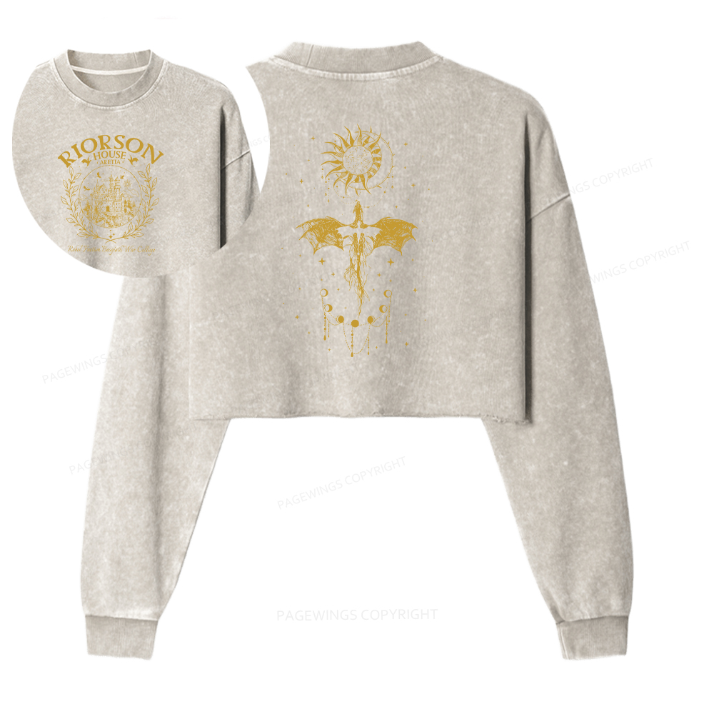 Pagewings Fantasy Reading Women Washed Crop Sweatshirt