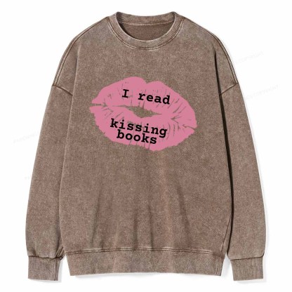 Pagewings I read kissing books Unisex Washed Sweatshirt