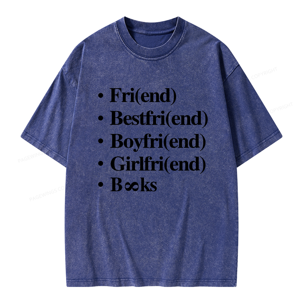 Pagewings Friends Love And Books Matter Unisex Washed T-shirt