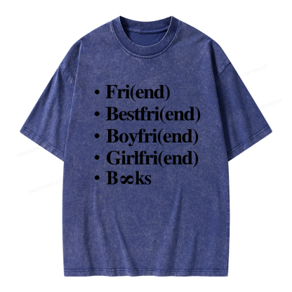 Pagewings Friends Love And Books Matter Unisex Washed T-shirt