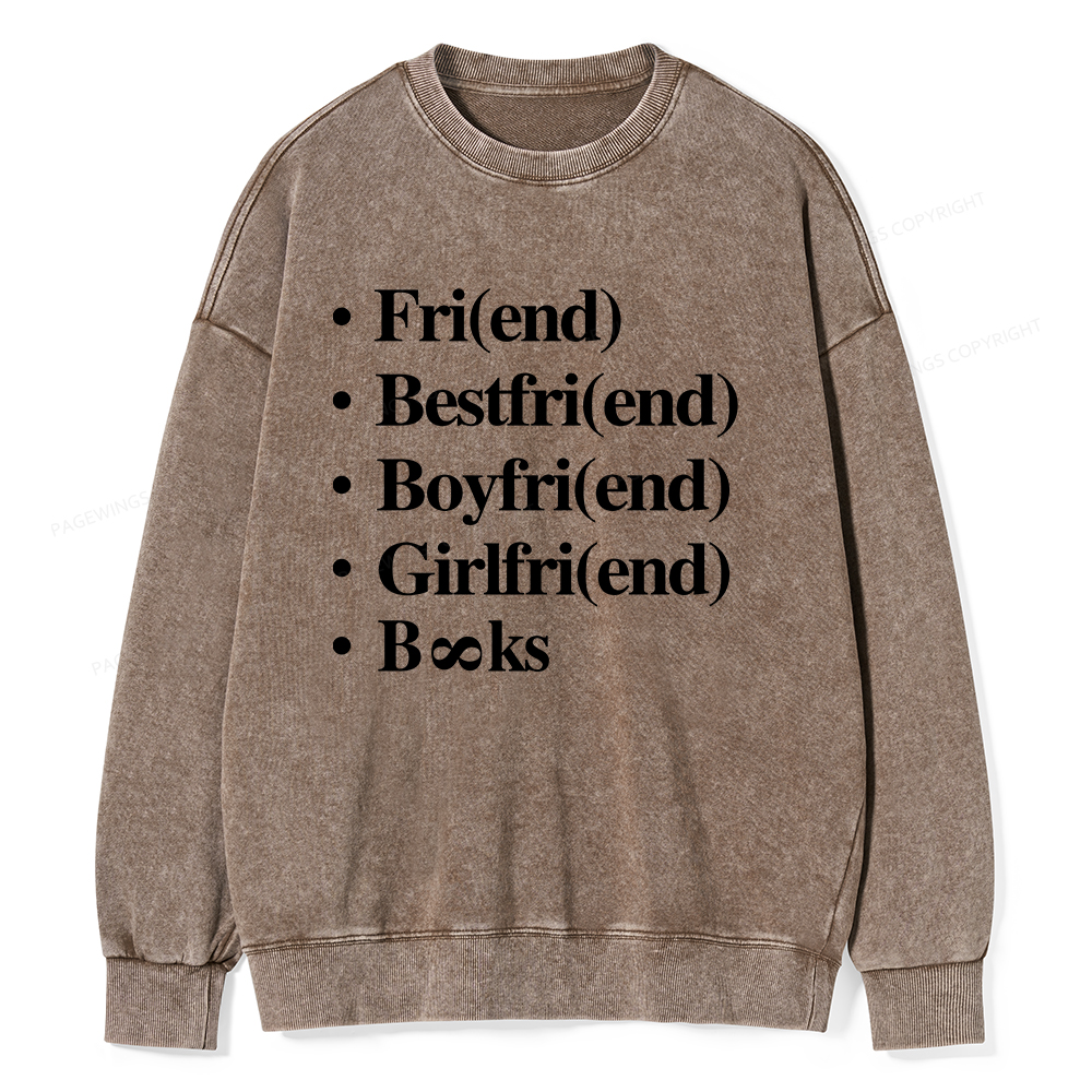 Pagewings Friends Love And Books Matter Unisex Washed Sweatshirt