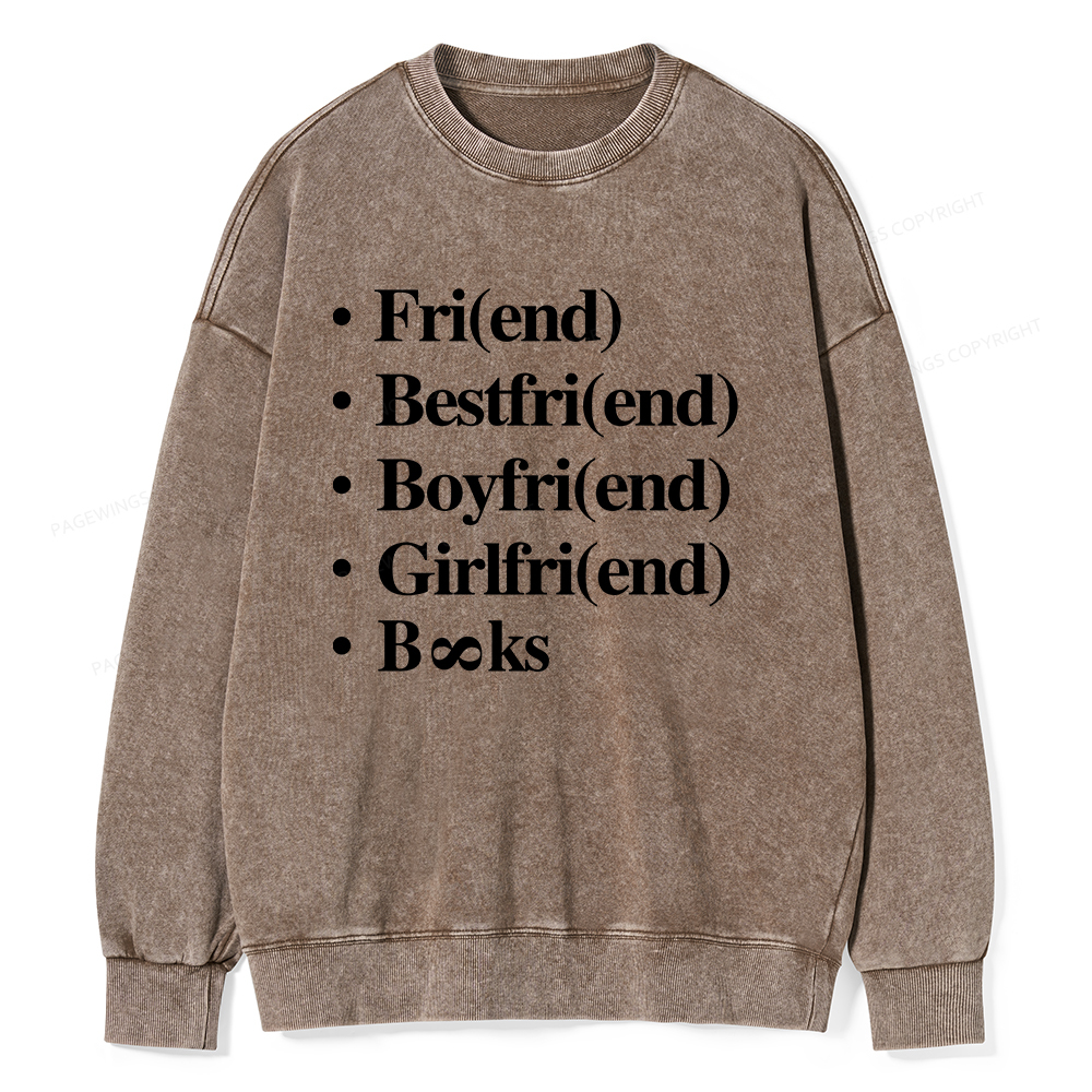 Pagewings Friends Love And Books Matter Unisex Washed Sweatshirt