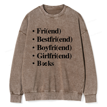 Pagewings Friends Love And Books Matter Unisex Washed Sweatshirt