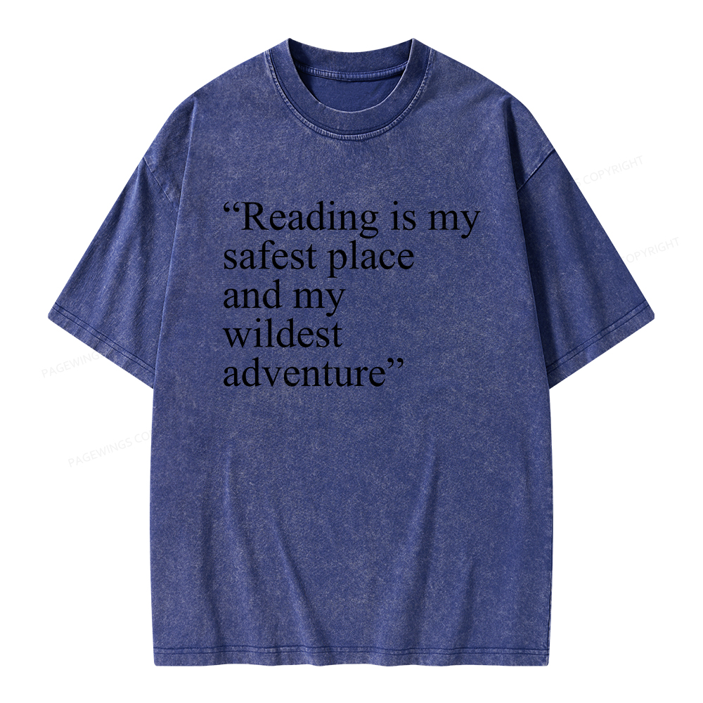 Pagewings Reading Is My Safest Place Unisex Washed T-shirt