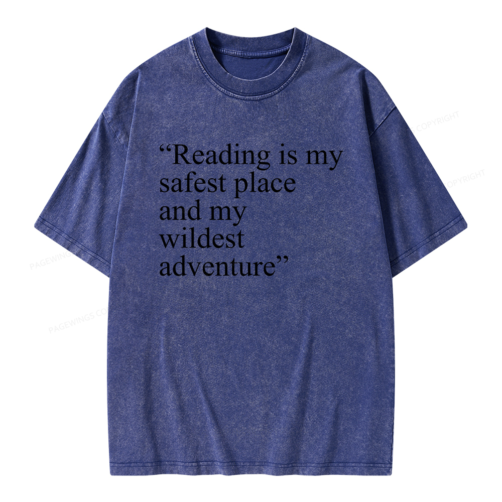 Pagewings Reading Is My Safest Place Unisex Washed T-shirt