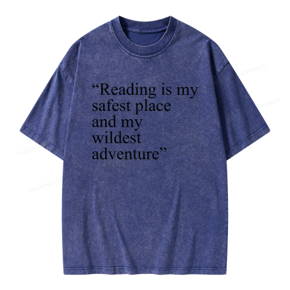 Pagewings Reading Is My Safest Place Unisex Washed T-shirt