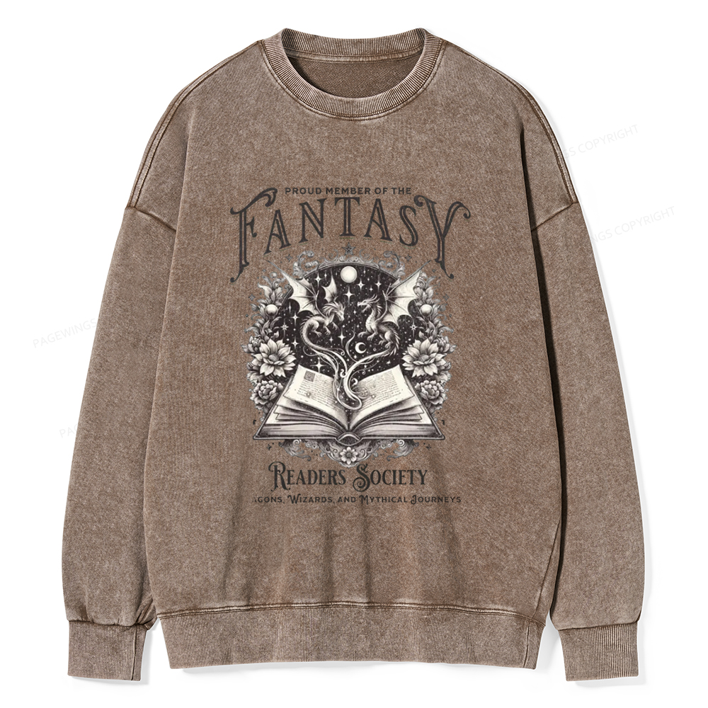 Pagewings Fantasy Readers Society Unisex Washed Sweatshirt
