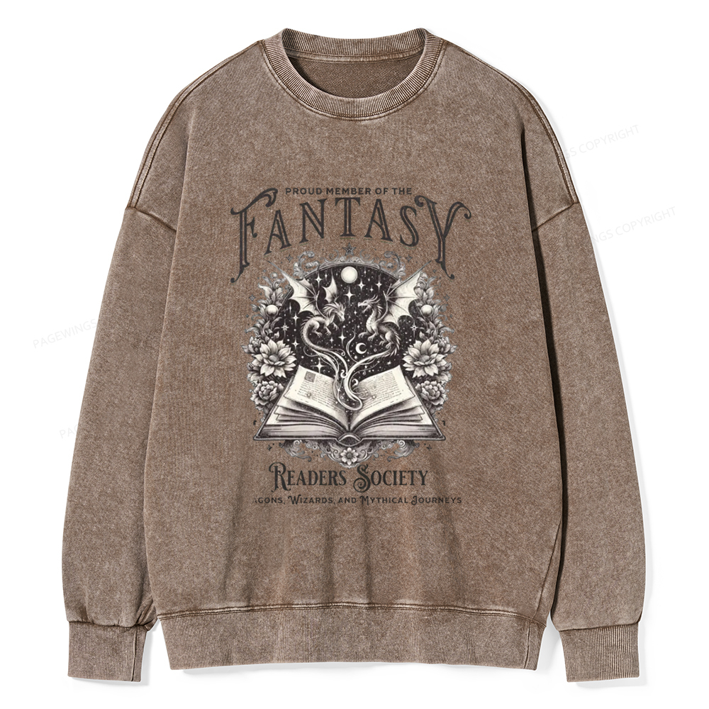 Pagewings Fantasy Readers Society Unisex Washed Sweatshirt