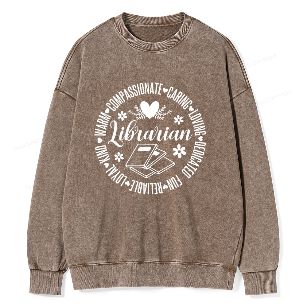 Pagewings Librarian Book Lover Unisex Washed Sweatshirt