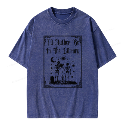 Pagewings I d Rather Be In The Library Unisex Washed T-shirt