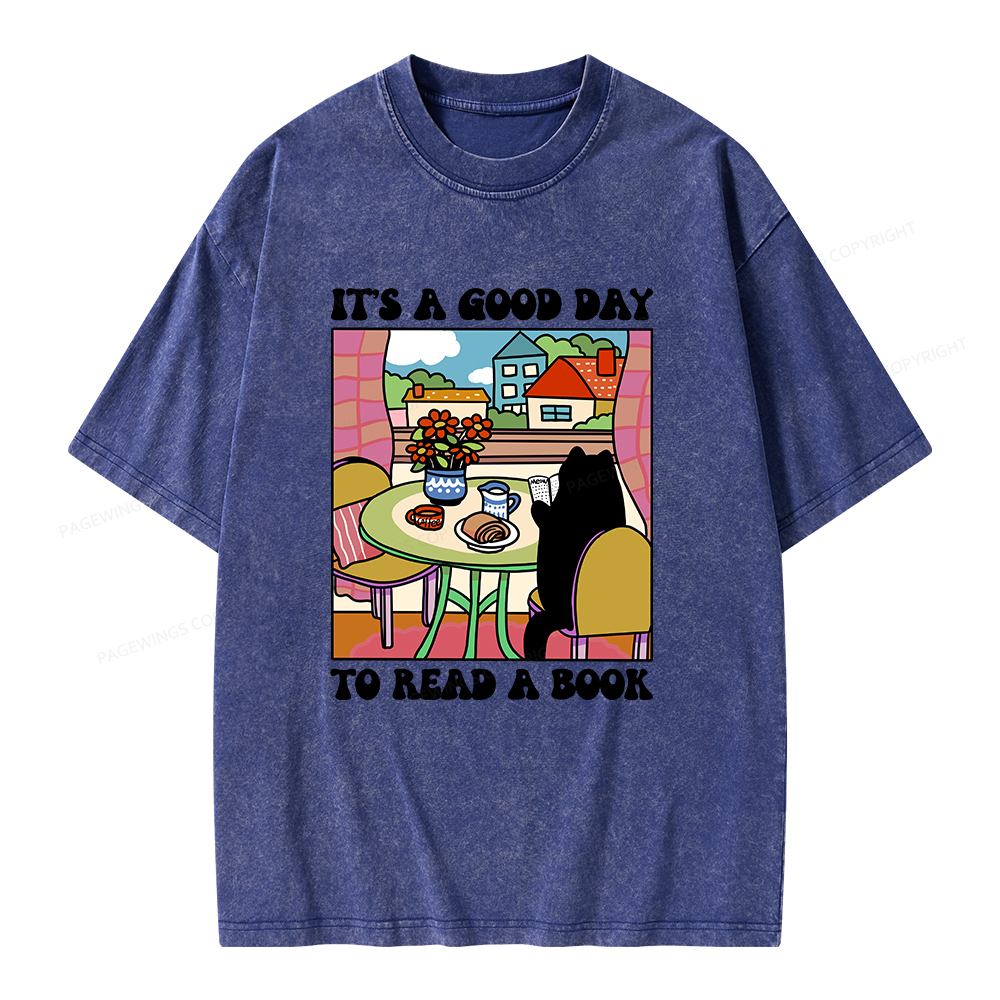Pagewings It's A Good Day  To Read A Book Unisex Washed T-shirt