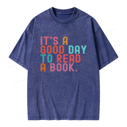 Pagewings It's Good Day to Read A Book Unisex Washed T-shirt