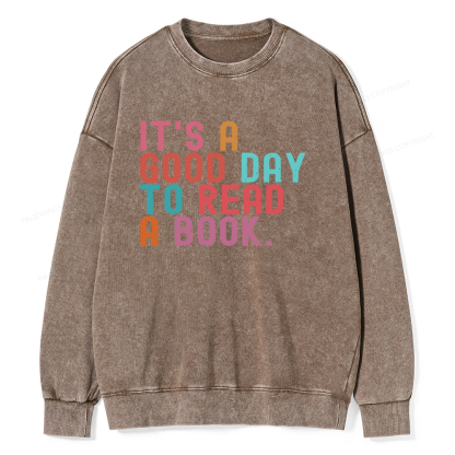 Pagewings It's Good Day to Read A Book Unisex Washed Sweatshirt