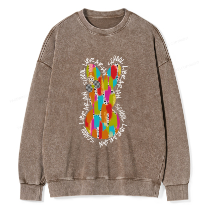 Pagewings Easter Bunny School Librarian Unisex Washed Sweatshirt