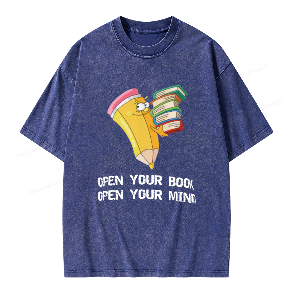 Pagewings Open Your Book Open Your Mind Unisex Washed T-shirt