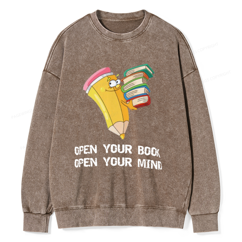 Pagewings Open Your Book Open Your Mind Unisex Washed Sweatshirt