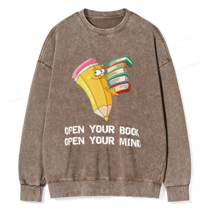 Pagewings Open Your Book Open Your Mind Unisex Washed Sweatshirt