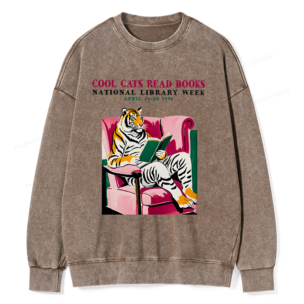 Pagewings Library Week Poster 1996 Unisex Washed Sweatshirt