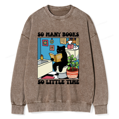Pagewings So Many Books So Little Time Unisex Washed Sweatshirt