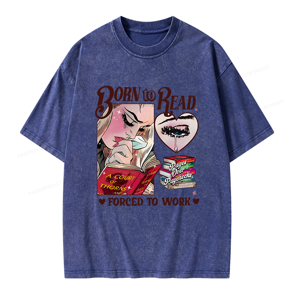 Pagewings Born To Read Bookish Unisex Washed T-shirt