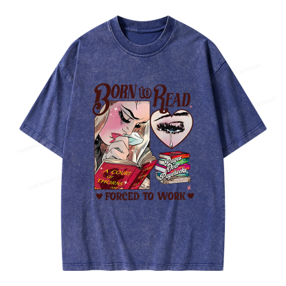 Pagewings Born To Read Bookish Unisex Washed T-shirt
