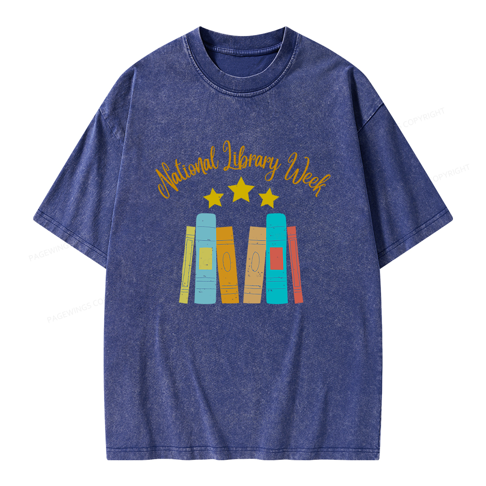 Pagewings National Library Week Unisex Washed T-shirt