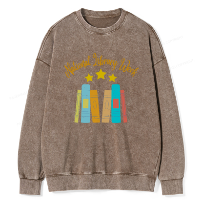 Pagewings National Library Week Unisex Washed Sweatshirt