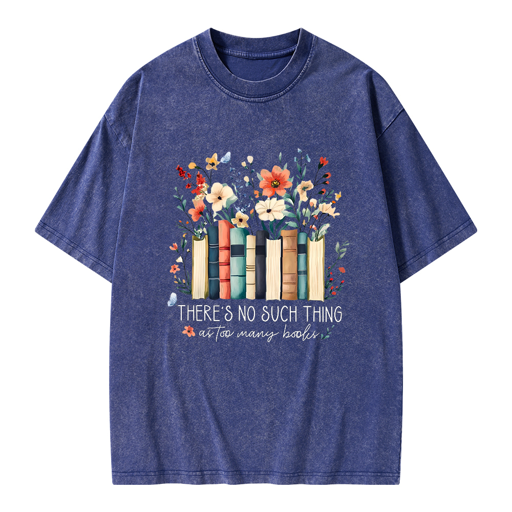 Pagewings There Is No Such Thing As Too Many Books Unisex Washed T-shirt