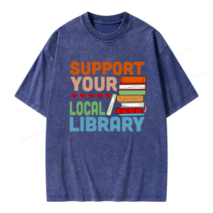 Pagewings Support Your Local Library Unisex Washed T-shirt