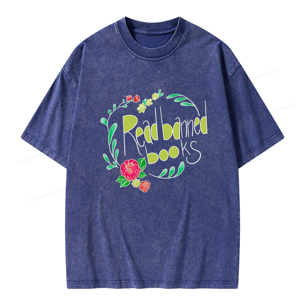 Pagewings Read Banned Books Unisex Washed T-shirt