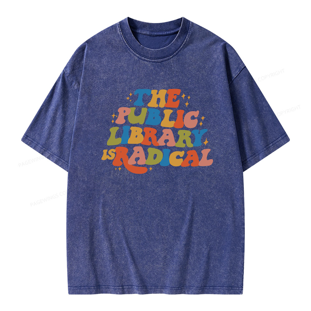 Pagewings Public Library Unisex Washed T-shirt