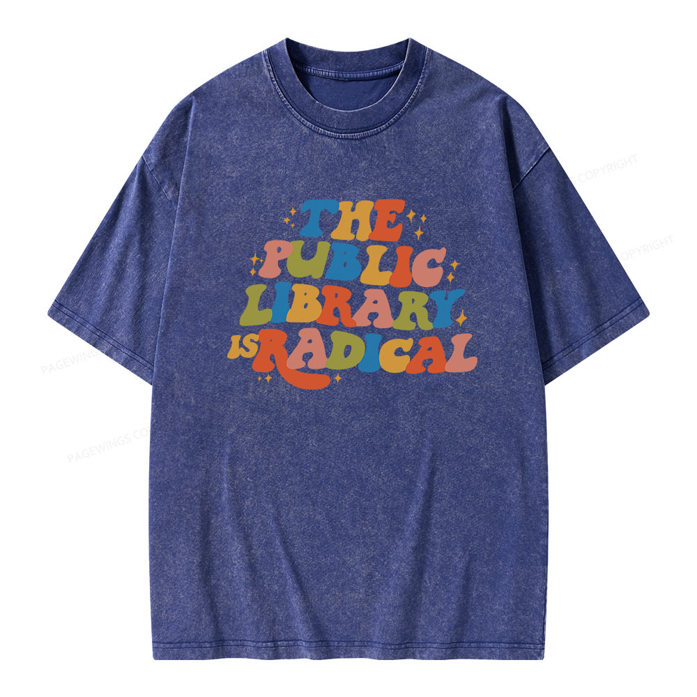 Pagewings Public Library Unisex Washed T-shirt