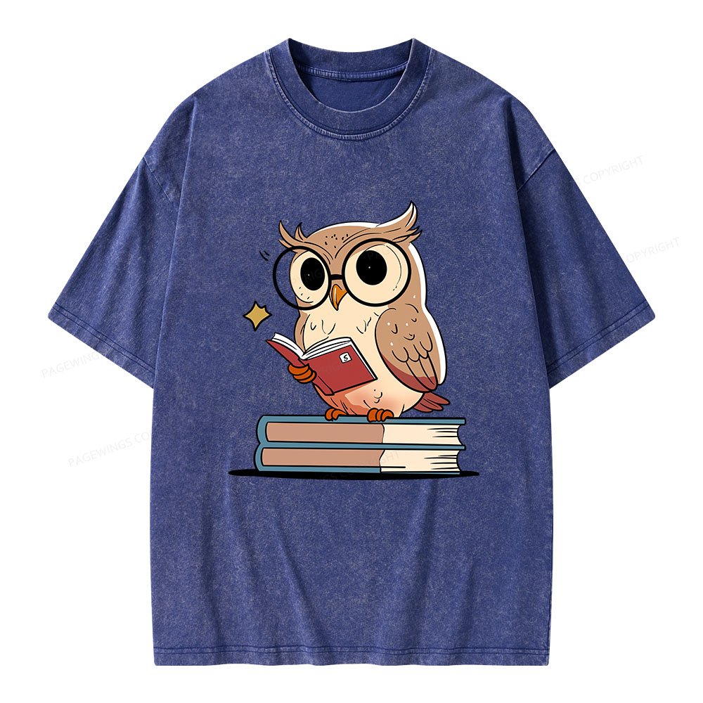 Pagewings The Owl Reader Unisex Washed T-shirt