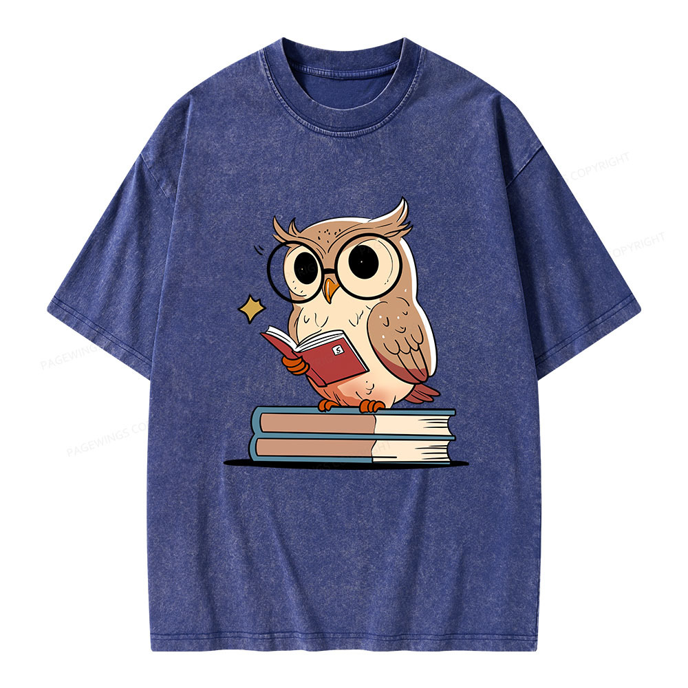 Pagewings The Owl Reader Unisex Washed T-shirt