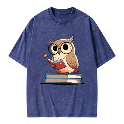 Pagewings The Owl Reader Unisex Washed T-shirt