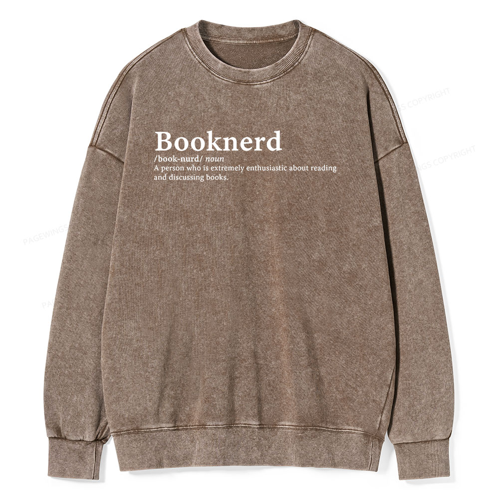 Pagewings Booknerd Book Lover Enthusiast Unisex Washed Sweatshirt
