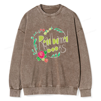 Pagewings Read Banned Books Unisex Washed Sweatshirt
