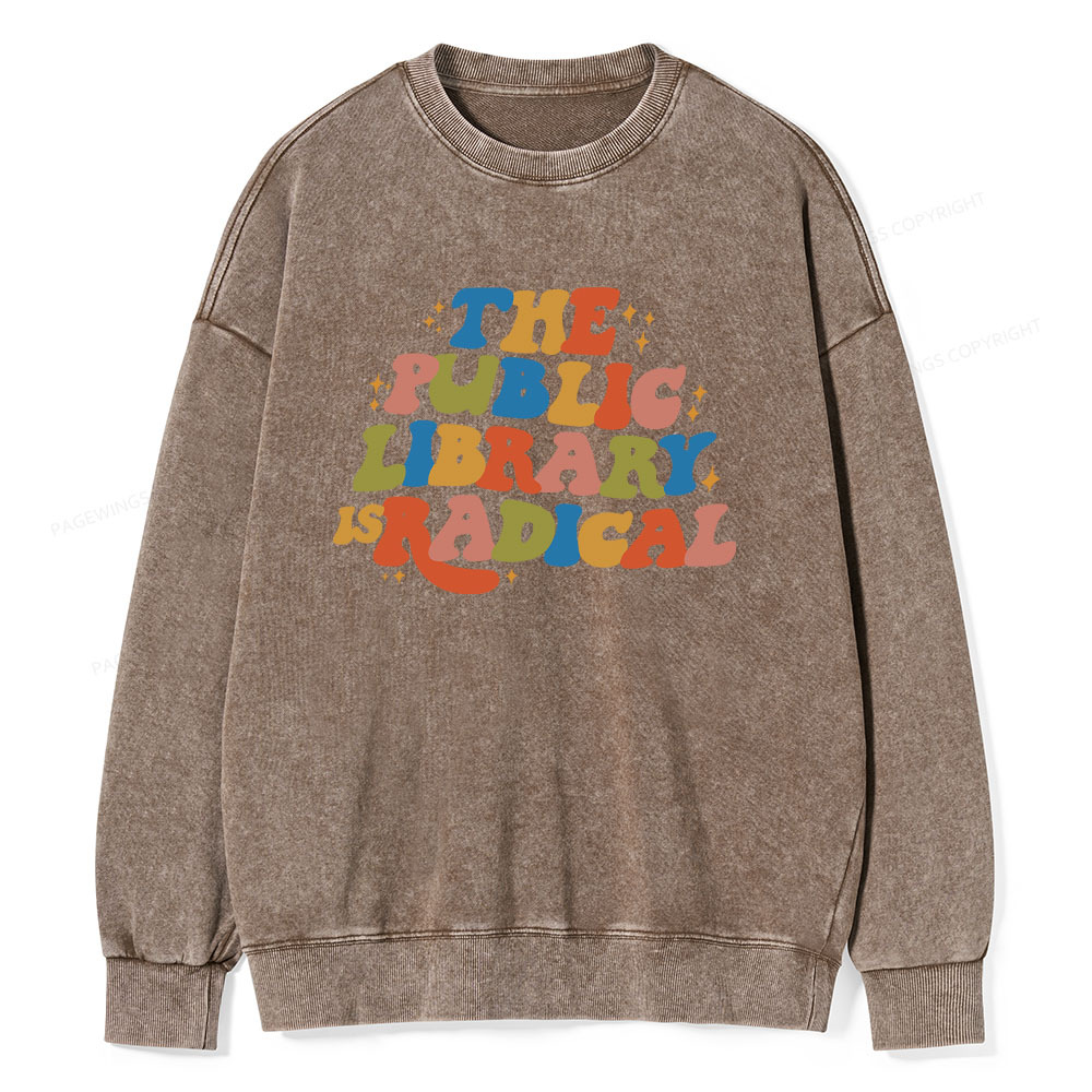 Pagewings Public Library Unisex Washed Sweatshirt
