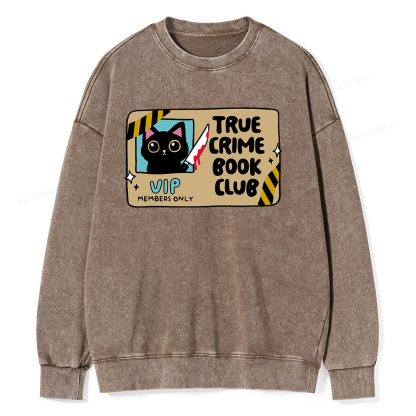 Pagewings True Crime Book Club Unisex Washed Sweatshirt