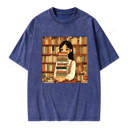 Pagewings A Girl Who Loves To Read Unisex Washed T-shirt