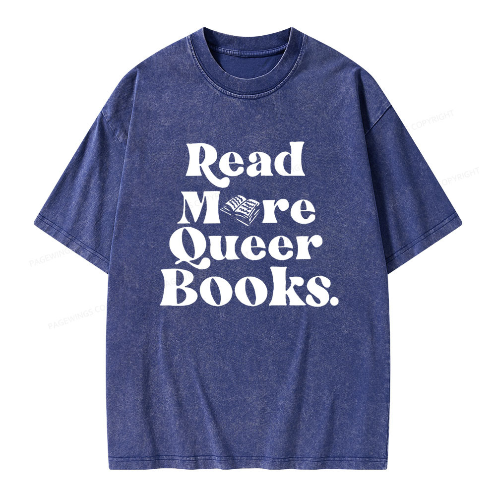 Pagewings Read More Queer Books Unisex Washed T-shirt