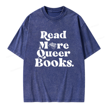 Pagewings Read More Queer Books Unisex Washed T-shirt